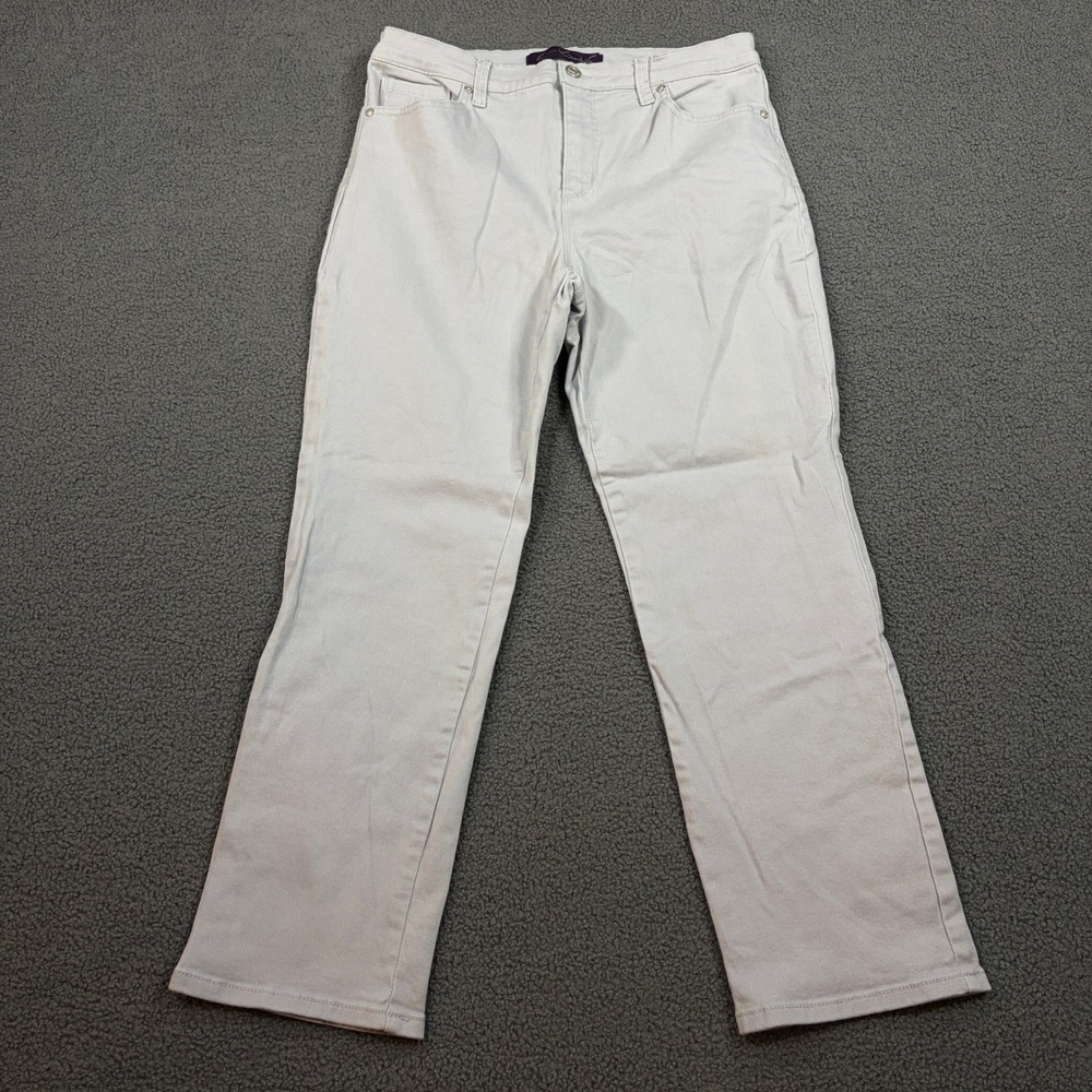 Gloria Vanderbilt Pants Womens 12P Gray Amanda Classic Straight Leg Stretch